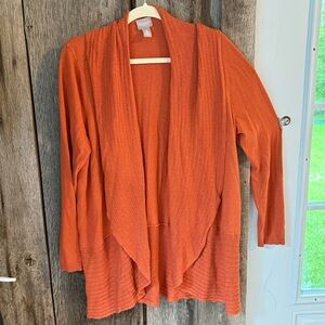 Chico's Orange Draped Cardigan Sweater